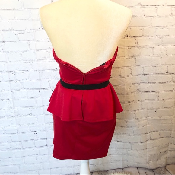 NWT I.N. San Fran red peplum semi formal dress - Picture 5 of 6